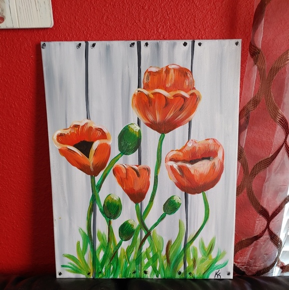 Other - 20x16 Hand Painted Poppies Canvas